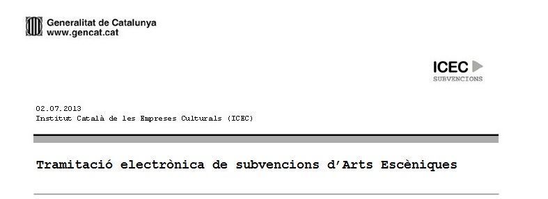 Subvencions ICEC - Tramitació electrònica de subvencions d'arts escèniques
