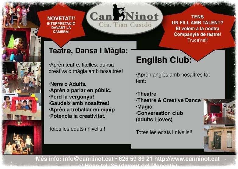 MATRÍCULA OBERTA CURS 2014-2015, TEATRE, DANSA CREATIVA, MÀGIA, INTERPRETACIÓ DAVANT LA CÀMERA, ENGLISH O CATALÀ (2)